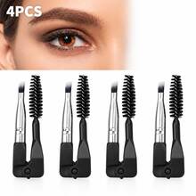 4pcs Foldable Dual-Ended Eyebrow Brushes, Portable Angled Eyebrow Brush & Comb, Compact Makeup Tool For Eyebrow Shaping, Filling, Grooming, Travel And Daily Use - Multicolor - View 11