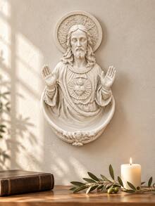 Christian Home Decor Sacred Heart Jesus Holy Water Font Wall Mounted Religious Home Blessing Decor For Entryway Living Room - Selected Items - View 3