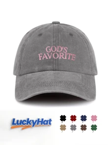 1pc Washed Baseball Cap, Printed With GOD'S FAVORITE, Vintage Dad Hat, Unisex, Y2K Street Style Sun Hat, Suitable For Summer Travel And Daily Wear - A - View 7