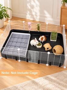 1pc Waterproof Rabbit Playpen Mat, Black Reusable Cage Bottom Liner With Raised Sides, Easy-Clean Floor Protection Cover For Guinea Pigs, Bunnies, Hamsters, Ferrets & Small Animals, Indoor Pet Cage Accessories, All Season - Black - View 5