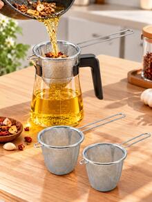 3pcs/2pcs/1pc Stainless Steel Fine Mesh Long Handle Strainer, Reusable Kitchen Food Filtering Basket, Suitable For Tea, Coffee, Herbs, Vegetables, Pasta And Cooking, Household Kitchen Handheld Sieve Drainer Cleaning Tool - Multicolor - View 13