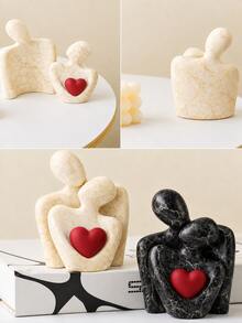 2pcs 8.5cm Mini Couple Sculpture, White Resin Decor Suitable For Bedroom, Romantic Anniversary, Wedding And Valentine's Day Couple Gift - Multicolor - View 4