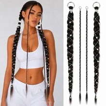 2 Packs 24 Inch Y2K Style Synthetic Long Braided Hair Extensions With Silver Star Decor, Soft Colorful Holiday Cosplay Party Hair Extensions For Women And Girls - Multicolor - View 13