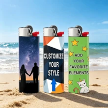 Custom Stickers (Lighter Not Included), Suitable For Pocket-Sized Device Modification. High-Definition Photo Material Printed On Soft Macaron Background. Customizable Personalized Text. Hand-Applied, Unique Tactile Feel. Great Gift - Multicolor - View 2