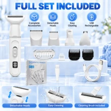 5-In-1 Electric Hair Clipper Multi-Function Women's Shaver, Suitable For Body/Face/Nose/Eyebrow/Leg/Underarm, USB Rechargeable, 600mAh Battery - White - View 8