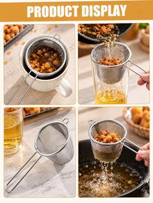 4/3/2/1pc Stainless Steel Fine Mesh Strainer Basket, Multi-Functional Tea Filter And Food Strainer, Suitable For Washing Fruits And Vegetables, Fine Mesh Colander, Suitable For Tea, Pasta, Noodles, Rice And Kitchen Cooking - Multicolor - View 4