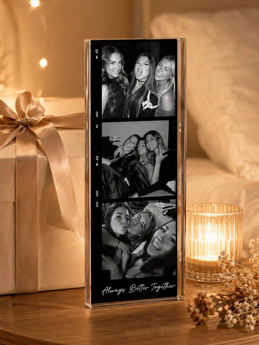 Custom Acrylic Photo Block Personalized Photo Frame Customized Photo Strip Souvenir Family Friends Pet Photo Gift Gift For Mom Wedding Anniversary Mother's Day Father's Day Birthday Graduation Home Decor Aesthetic Desktop Decoration - Multicolor - View 1