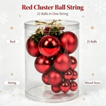 Christmas Hanging Ball String, 21 Mixed-Size Connected Shatterproof Plastic Baubles, Gloss & Matte Double Surface Treatment, Non-Detachable Design, Reusable Holiday Garland For Christmas Tree, Wall, Window, Family Winter Party Decor - A String Of 21 Beads In Various Sizes - View 6