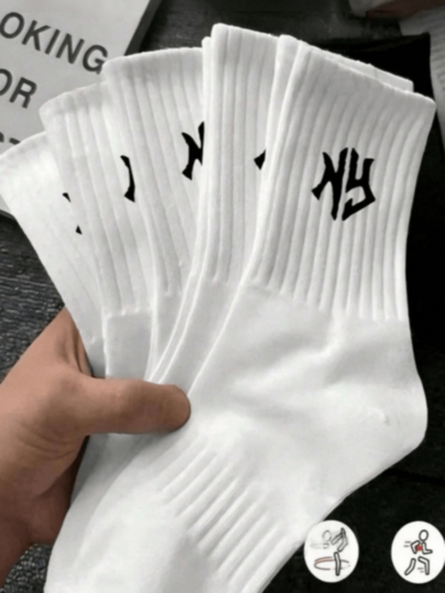 1/3/5/10/20 Pairs Neutral Comfortable Sports Socks, Men's Long Socks, Suitable For Sports And Training, Women's Long Socks, Casual And Business Wear, Antibacterial, Soft, Black And White Color, Odor-Resistant, Moisture-Wicking, Lightweight And Comfortable, Suitable For Autumn/Winter, Autumn