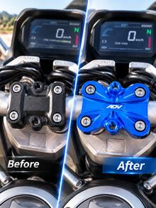 Motorcycle Handlebar Clamp, CNC Aluminum Alloy Handlebar Riser Clamp Cover, Top Triple Clamp Handlebar Mount Cover, Handlebar Pressure Block Replacement Parts, ADV Adventure Bike, Street Bike, Off-Road Riding Customized Motorcycle Handlebar Parts - A - View 6