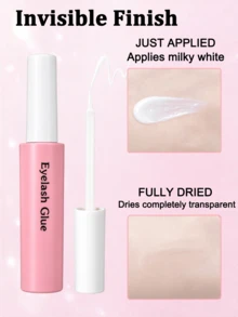 1pc Waterproof Strong Long-Lasting Clear False Eyelash Glue, Quick Dry Sweat-Resistant, Super Strong Adhesion, Suitable For False Eyelashes And Hair Extensions, Fine Brush Tip Applicator Makeup Tool - Pink - View 3