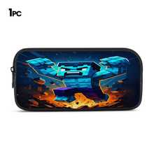 Q-Version Pixel Style Blue Muscular Giant Print 3 Pieces Set, Large Capacity Backpack + Crossbody Bag + Pencil Case, Adjustable Breathable Shoulder Straps, Gaming Pixel Style Theme Enthusiast Daily Commute Storage Set - Printed Bag - View 13