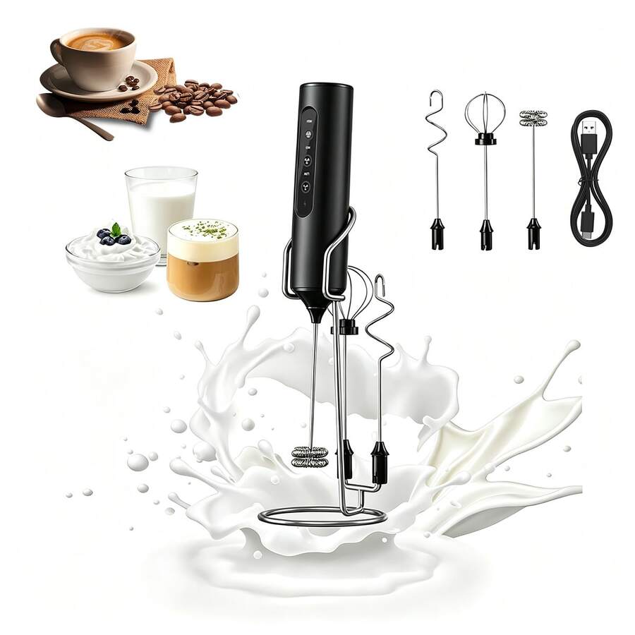 Pengaduk Susu Elektrik Genggam, Pengaduk Susu Elektrik Portabel, Pengaduk Susu Kopi Genggam Kecil, Dapat Diisi Ulang, Mudah Dioperasikan, Dengan Alas Pengisian Daya dan Beberapa Kepala Pengaduk, Mixer Cocok untuk Cokelat Panas, Cappuccino, Latte, Matcha, Hadiah Dapur, Hadiah Natal untuk Pecinta Kopi - MultiWarna - View 1