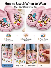 Funko 18pcs Pokemon Shoe Charms, Cute Anime Monster PVC Clogs Buckles, Pikachu Cartoon Shoe Decorations, DIY Clogs Accessories Kids Gift - Random Style - View 6