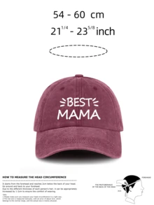 「BEST MAMA」字母圖案印花棒球帽，復古水洗酒紅色風格爸爸帽，母親節與奶奶完美禮物 - MAMA - 查看 3