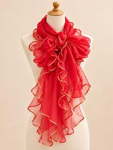 New Women's Solid Color Ruffle Shawl, Lightweight Breathable Scarf, Long Versatile Scarf, Suitable For Casual Wear, Can Be Used As Shoulder Wrap And Headscarf, Fashionable Multi-Purpose Accessory, Suitable For Daily Wear, Travel, Outdoor Styling And Vacation - Multicolor - View 17