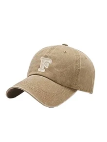 1pc Washed Baseball Cap, A-Z Letter, Classic Retro Dad Hat,Soft Sweatband,Adjustable Size,Lightweight Sun Protection,For Outdoor, Daily Autumn Outfits - Khaki - View 8