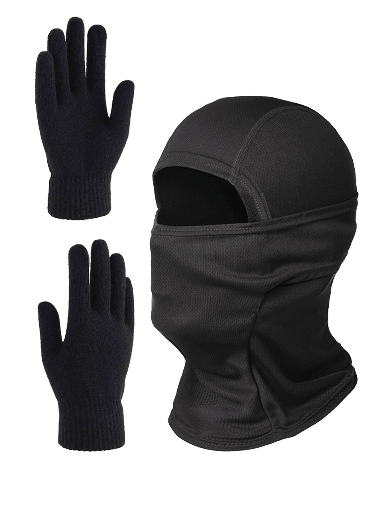 1/2pcs Unisex Ski Mask, Balaclava Mask And Black Gloves, Shiesty Mask UV Protection Lightweight Suitable For Motorcycle Skiing - A - View 1