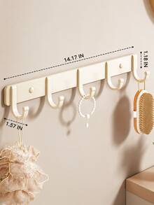 White Curved Multi-Hook Wall Mount Rack, Wall Mounted Clothing Hanging Hooks For Coats Hats Bags Scarves, Space Saving Entryway Organizer, Heavy Duty Indoor Bedroom Hallway Mudroom Storage Accessory For Clothes, Wall Hooks For Entryway - Multicolor - View 2