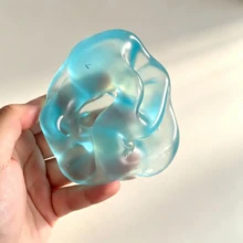 Cute Blue Bubble Squeeze Stress Relief Toy, Soft Elastic Squeezable Fingertip Ball, Transparent Glossy Decompression Toy, Stress-Relieving Touch, Suitable For Office Desk, Relaxation Gift - Multicolor - View 3