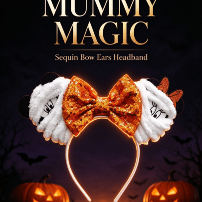 Hasbro Autumn Festival Themed Bow Headband, Shiny Bow With Vintage Halloween Mummy Design, Sparkling Halloween Party Hair Accessory, Halloween Party Costume Role Play Headpiece, Holiday Hair Accessory, Halloween Gift, Suitable For Halloween Party Wear, Unisex, Ideal Halloween Gift For Family And Friends! (Color May Vary)