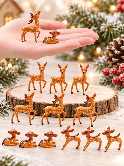 1/6 piezas Miniaturas de ciervos, Decoración de animales del bosque, Estatuas de renos en miniatura, Decoraciones de jardín de hadas, Miniaturas navideñas para decoración de micro paisaje de jardín, Decoración de fiesta con tema de bosque, Adorno de escritorio de oficina, Exhibición de escena de aldea navideña, Decoración de fiesta navideña, Relleno de calcetín navideño, Relleno de bolsa de regalo