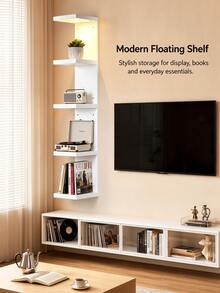 1pc Multi-Layer Minimalist Wall-Mounted Storage Shelf, Modern Living Room Bedroom Wall Decor Rack, Suitable For Books, Dolls, Toys, Clothing, Etc., Applicable For Home, Shop And Product Display - Multicolor - View 2
