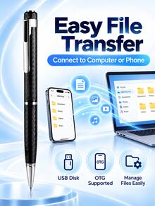 Smart Pen Voice Recorder, Portable Digital Audio Recorder, USB Charging MP3 Player With Noise Reduction, Voice Control, One-Key & Segmented Recording, Mini Recording Device For Students Teachers Journalists, Gift For Men Women(Without TF Card) - View 6