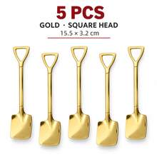 5pcs Stainless Steel Small Spoons, Pointed And Square Head, Creative Triangle Hollow Handle, Suitable For Digging Watermelon, Ice Cream, Mousse Cake, Pudding, Yogurt, Home Afternoon Tea, Friends Gathering, Outdoor Picnic Atmosphere Tableware - View 19