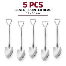 5pcs Stainless Steel Small Spoons, Pointed And Square Head, Creative Triangle Hollow Handle, Suitable For Digging Watermelon, Ice Cream, Mousse Cake, Pudding, Yogurt, Home Afternoon Tea, Friends Gathering, Outdoor Picnic Atmosphere Tableware - View 22