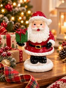1pc Cute Christmas Santa Claus Figurine, Festive Santa Tabletop Ornament With Tree Gift Candy Cane Or Wreath, Holiday Decor For Mantel Shelf Fireplace Living Room Desk & Entryway - 1PC - View 12