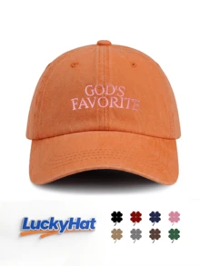 1pc Washed Baseball Cap, Printed With GOD'S FAVORITE, Vintage Dad Hat, Unisex, Y2K Street Style Sun Hat, Suitable For Summer Travel And Daily Wear - A - View 4