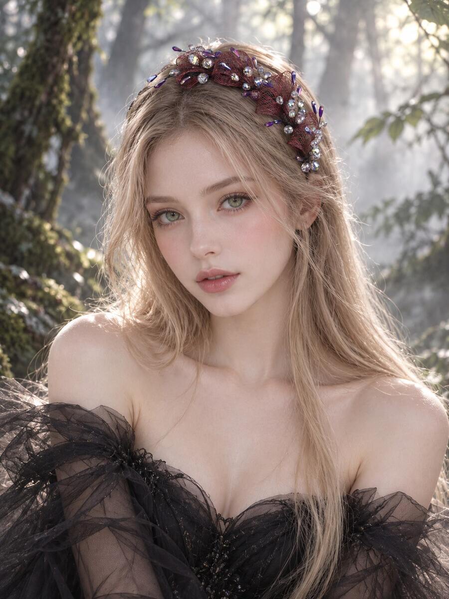 Gothic Dark Burgundy Red Mesh Crystal Rhinestone Bridal Headband Wedding Hair Accessories For Cocktail Party Prom Formal Evening Gala Celebration - Burgundy - View 1