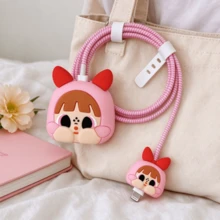 Warner Bros 1Set The Powerpuff Girls Charger And Cable Case, Cute Pink Protective Cover Compatible With Iphone 18W/20W Adapter, Data Cable Protection, Durable And Stylish, Charging Head Cover And Data Cable Protective Cover Set, Mobile Phone Data Cable Protection Data Cable Accessory Storage Protection Cover, Party Small Gift, Suitable For The Powerpuff Girls Fans, Perfect Birthday, Holiday, Party, Halloween, Christmas, New Year Gift For Family And Friends - Multicolor - View 6