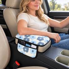 Cute Plush Flower Center Console Armrest Pad (Available In Two Versions: With Dual Storage Pockets Or Without Pockets); Keeps Hands Warm During Autumn And Winter, Protects The Armrest, Universal Fit For All Vehicle Models, Car Interior Accessory. - FSD - View 23