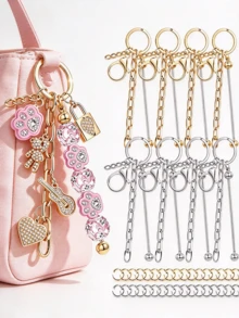 13/62/124pcs Beaded Keychain Kit, Includes 4 Blank Beaded Rods, Keychains, Chains, Open Rings - Silver/Gold/Rose Gold Blank Beaded Keychains - Beaded Keychain Making Gifts, Wallet Making, DIY Wallet Making - Keychain - View 6