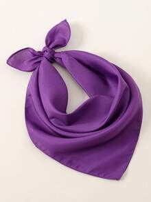 1PC Fashion Novelty Small Handkerchief Headband Denim Effect Solid Color One Size Bohemian Style Lightweight Breathable Suitable , Head Scarf Suitable For All Seasons - Purple - View 3