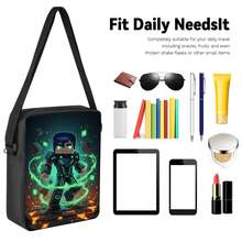 Green Light Armor Pixel Warrior Lava Block Print 3 Pieces Set, Large Capacity Backpack + Crossbody Bag + Pencil Case, Adjustable Breathable Shoulder Straps, Gaming Pixel Style Theme For Daily Commute And Storage - Printed Bag - View 3