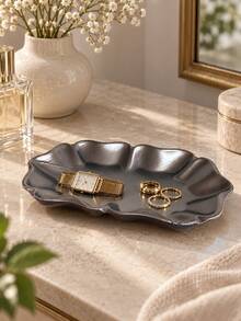 1pc Asymmetrical Wavy Jewelry Tray, Elegant Decorative Storage Dish For Rings, Earrings, Necklaces, Keys And Small Accessories, Modern Vanity Bedroom Entryway Home Decor Gift, Jewelry Tray/Small Accessory Dish/Storage Tray/Vanity Home Decor - Multicolor - View 8