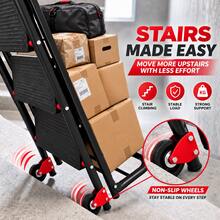 ERUIV 2-In-1 Folding Ladder With Wheels, 3-Step Ladder And Hand Truck, Convertible Rolling Cart With Ladder, Portable Folding Ladder For Home, Kitchen, Garage, And Moving - Black - View 4