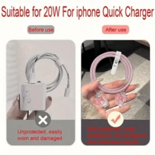 1組 3D蝴蝶結線材保護套 適用Apple 18W/20W，水晶蝴蝶結線材保護套組，便攜數位配件，可愛韓系風格，送給女朋友與好友的節日禮物 - 深粉紅色 - 查看 7