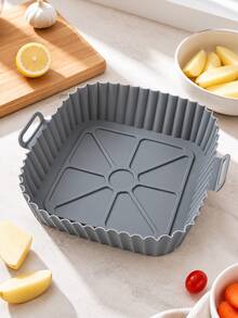 1pc Reusable Silicone Air Fryer Liner Square Pot With Dual Handles, Heat-Resistant Non-Stick Baking Basket, Suitable For Oven, Microwave And Kitchen Supplies - Square Style - View 5
