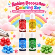 4 Colors 10ml Baking Decoration Liquid Coloring Set, Red Yellow Sky Blue Green Decorative Pigment For Surface Ornament, Baking Craft & Creative Styling - View 3