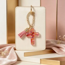 Móc khóa mặt treo hình chữ thập tua rua, tương thích với tay cầm cốc , charm chữ thập nhựa resin lấp lánh, phụ kiện móc khóa đa năng cho ba lô, phụ kiện cầm tay cho nữ (3 màu) - Nhiều màu - Xem 7