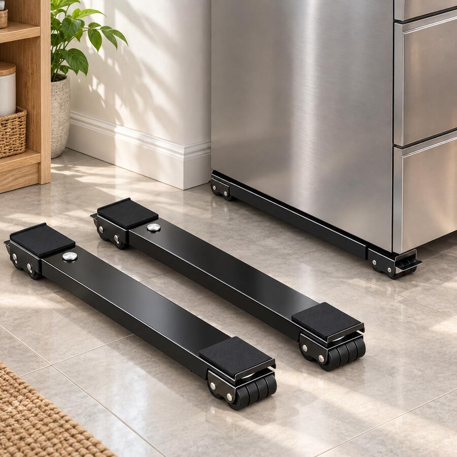 2pcs Heavy Duty Adjustable Appliance Riser Stand With Rolling Caster Base, Suitable For Washing Machine, Dryer, Refrigerator, Kitchen Cabinet, Storage Cart, Furniture Moving Base - Multiple Styles - View 1