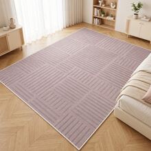 Washable Modern Minimalist Patterned Area Rug – Scandinavian Geometric Design, Contemporary Washable Carpet For Living Room, Bedroom & Home Decor - Beige - View 2
