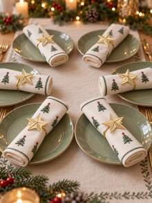 6pcs Christmas Napkin Rings, Gold Five-Pointed Star Shiny Metal Tabletop Decor, Classic Holiday Napkin Buckles Suitable For Dining Table, Holiday Banquet, Christmas Family Gathering, Tabletop Decoration - Gold Star - View 4