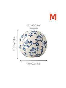 1PC Chinoiserie Blue & White Floral Sphere Ceramic Vase Set, Round Decorative Flower Vases For Living Room Entryway Balcony Home Decor - Blue and White Porcelain Round Vase - View 11