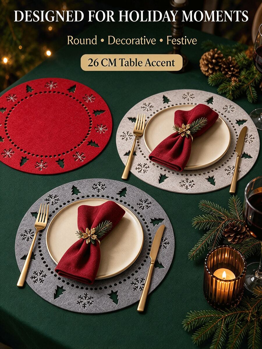 Nordic Style Felt Placemats And Coasters (Coasters Are Gifts) - Holiday Style Non-Woven Felt Placemats, Suitable For Tableware. - View 1