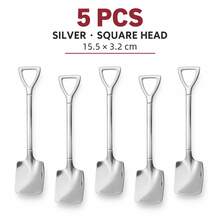 5pcs Stainless Steel Small Spoons, Pointed And Square Head, Creative Triangle Hollow Handle, Suitable For Digging Watermelon, Ice Cream, Mousse Cake, Pudding, Yogurt, Home Afternoon Tea, Friends Gathering, Outdoor Picnic Atmosphere Tableware - View 14